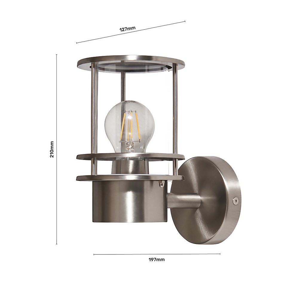 Harbour Outdoor Wall Lantern - Stainless Steel