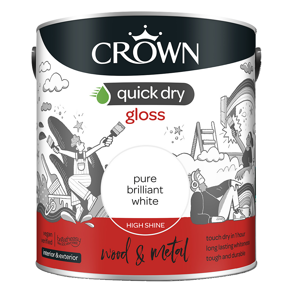 Crown Quick Dry Gloss Paint Pure Brilliant White - 2.5L