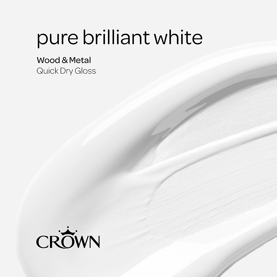 Crown Quick Dry Gloss Paint Pure Brilliant White - 750ml