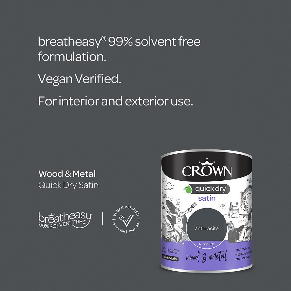 Crown Quick Dry Satin Paint Anthracite - 750ml
