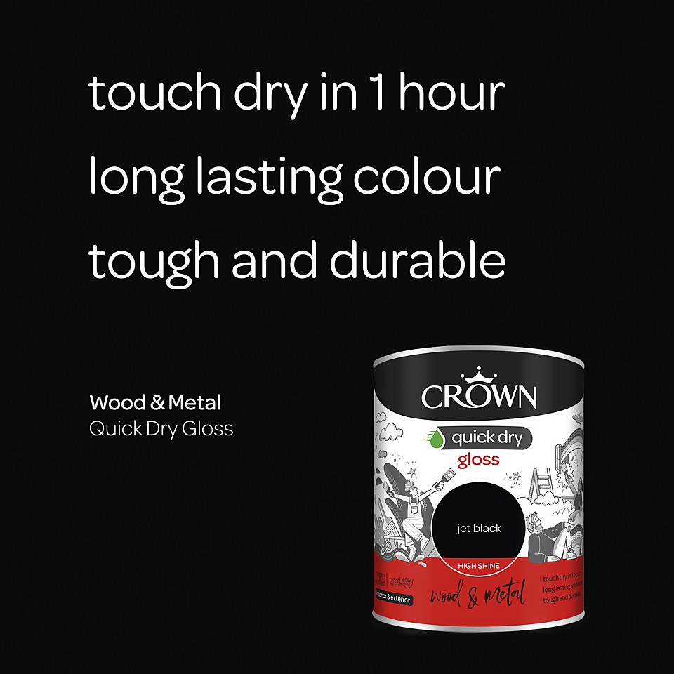 Crown Quick Dry Gloss Paint Jet Black - 750ml