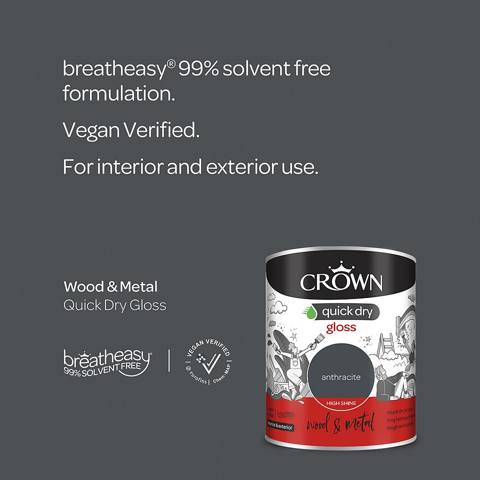 Crown Quick Dry Gloss Paint Anthracite - 750ml