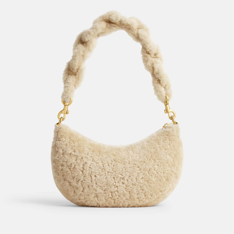 Coach Mira Shearling Shoulder Bag with Chain - Beige