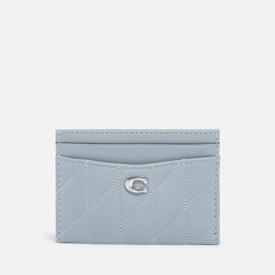 Coach Essential Quilted Pillow Leather Card Case - Grey Blue