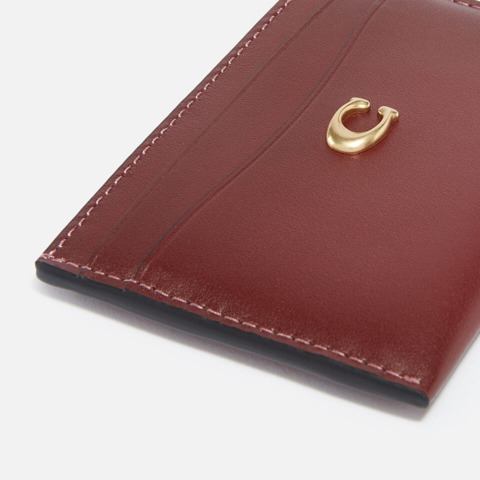 Coach Essential Refined Calf Leather Card Case - Wine