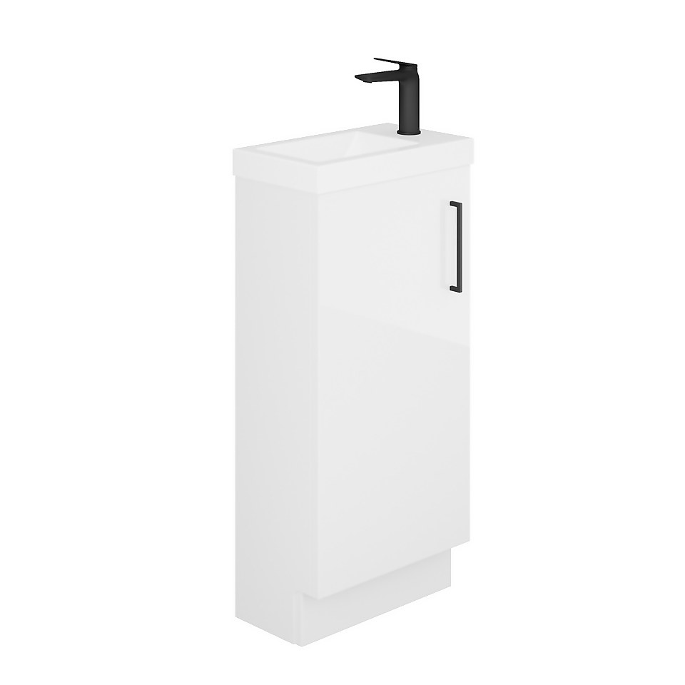 Bathstore Hartley 400mm Freestanding Vanity Single Door Unit and Basin - Gloss White