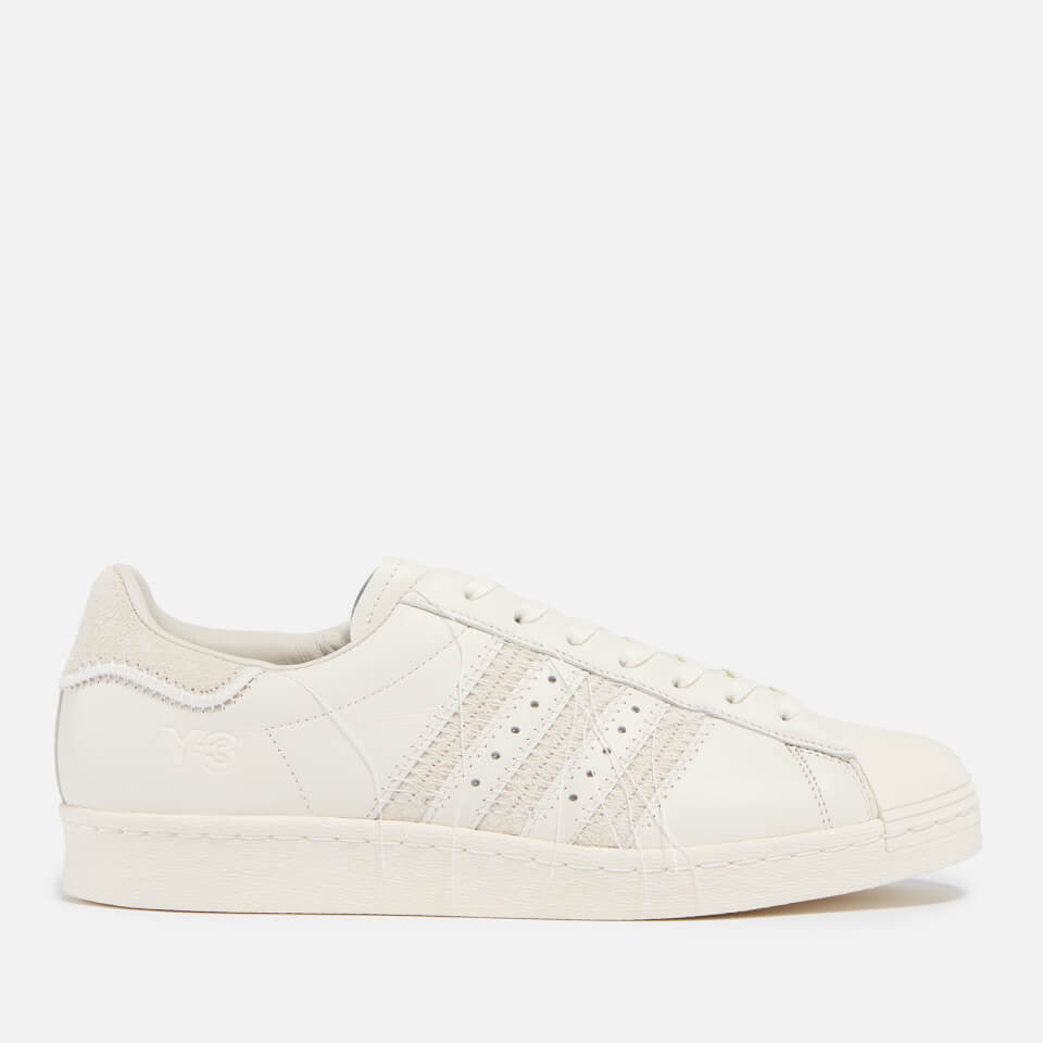 Y 3 Superstar Embroidered Leather and Suede Trainers
