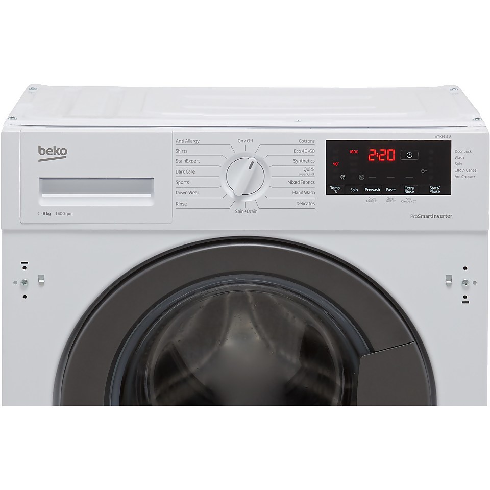 Beko WTIK86151F Integrated 8kg Washing Machine with 1600 rpm - White