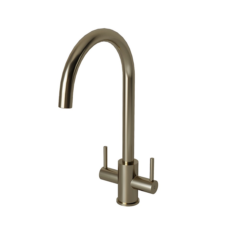 Leonie Twin Lever Tap - Brushed Steel
