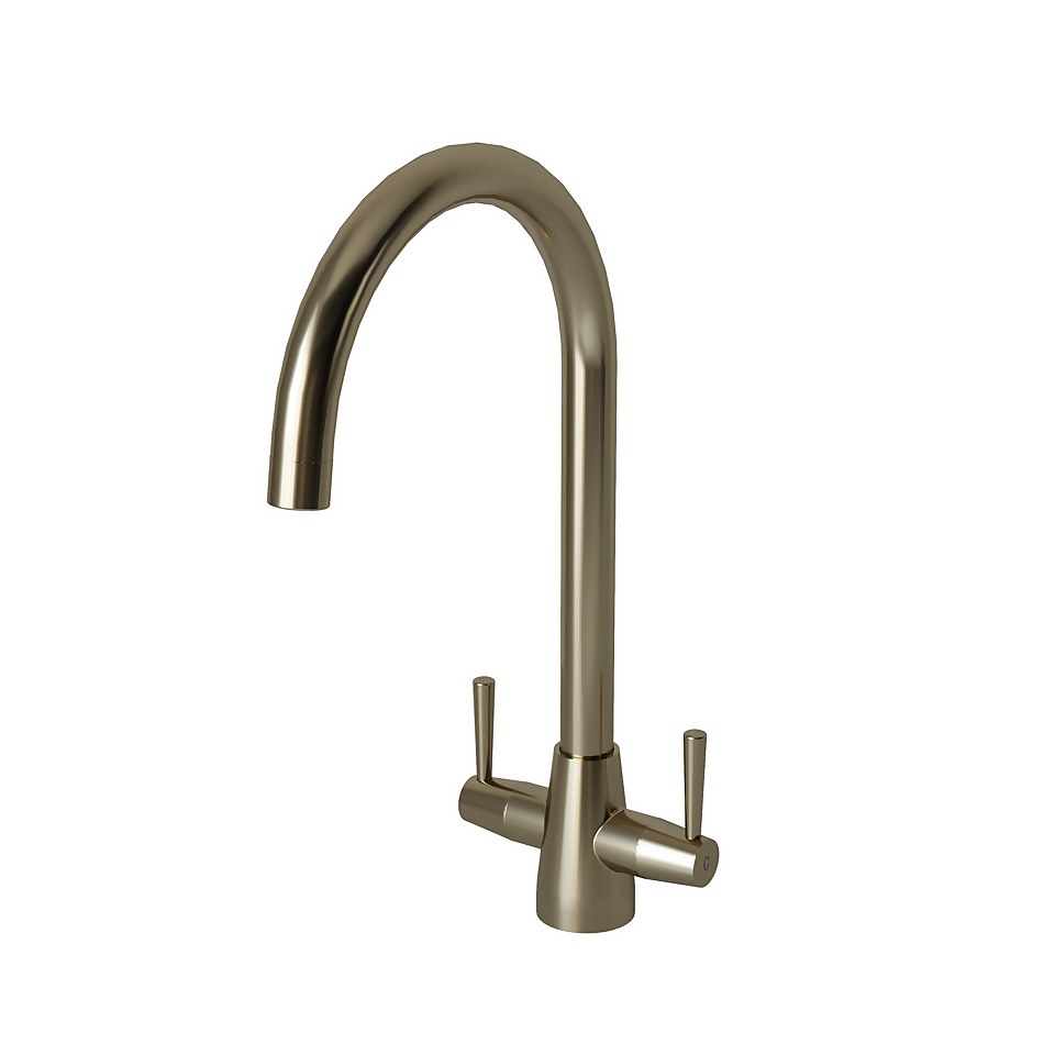 Carisa Twin Lever Tap Brushed Steel Homebase
