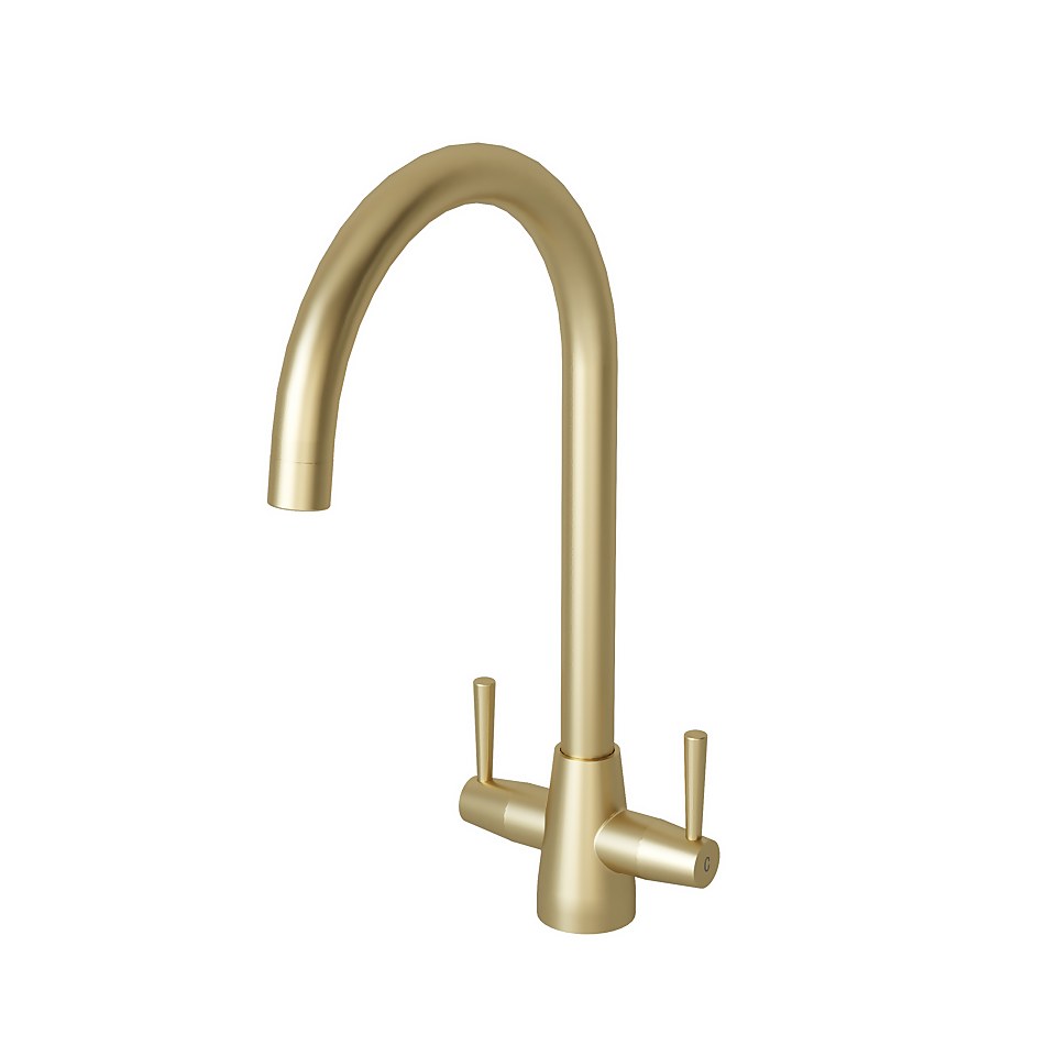 Carisa Twin Lever Tap - Brushed Brass
