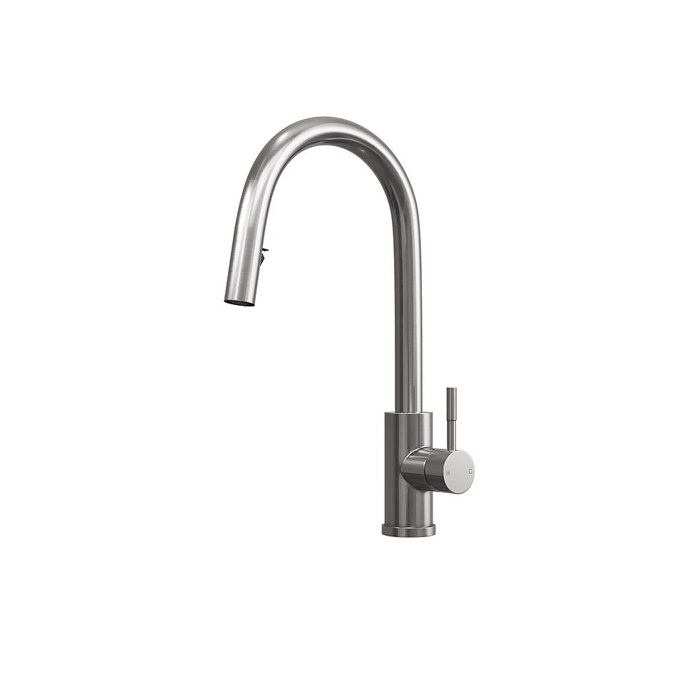 Corran Pull and Spray Tap - Brushed Steel