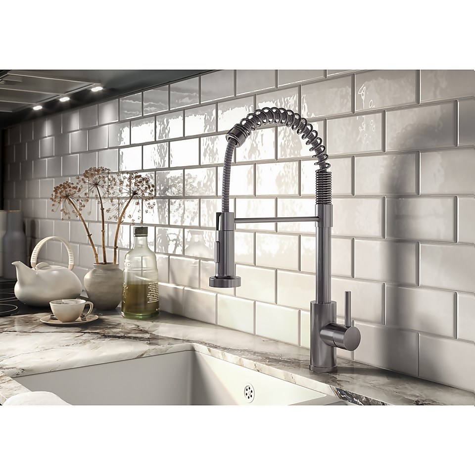 Leonie Pull and Spray Tap - Brushed Steel