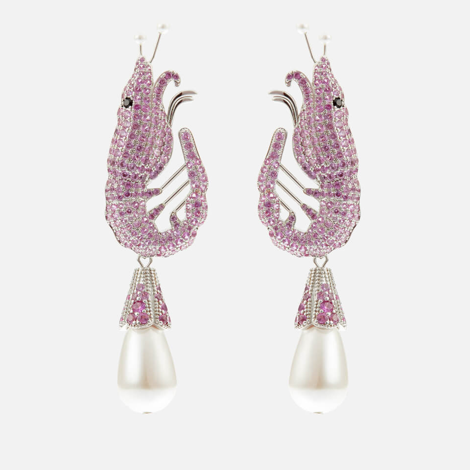 Shrimps Silver-Tone and Crystal Earrings