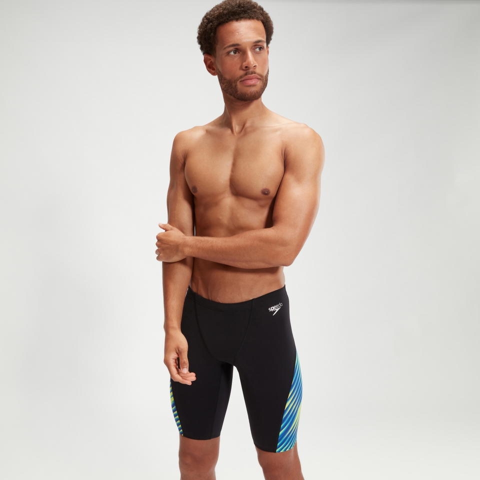 Men's Allover Digital V-Cut Jammer Black/Blue