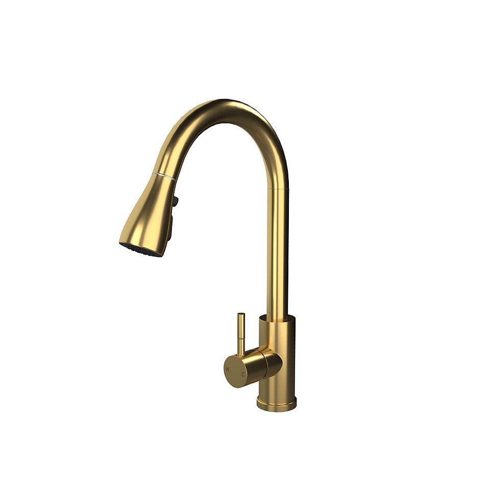 Leonie Pull and Spray Tap - Brushed Brass