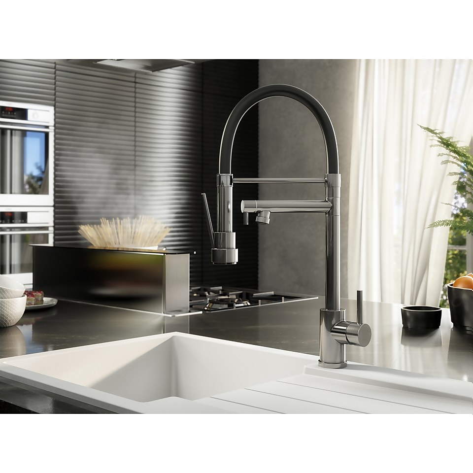 Goda Pull and Spray Tap - Brushed Steel