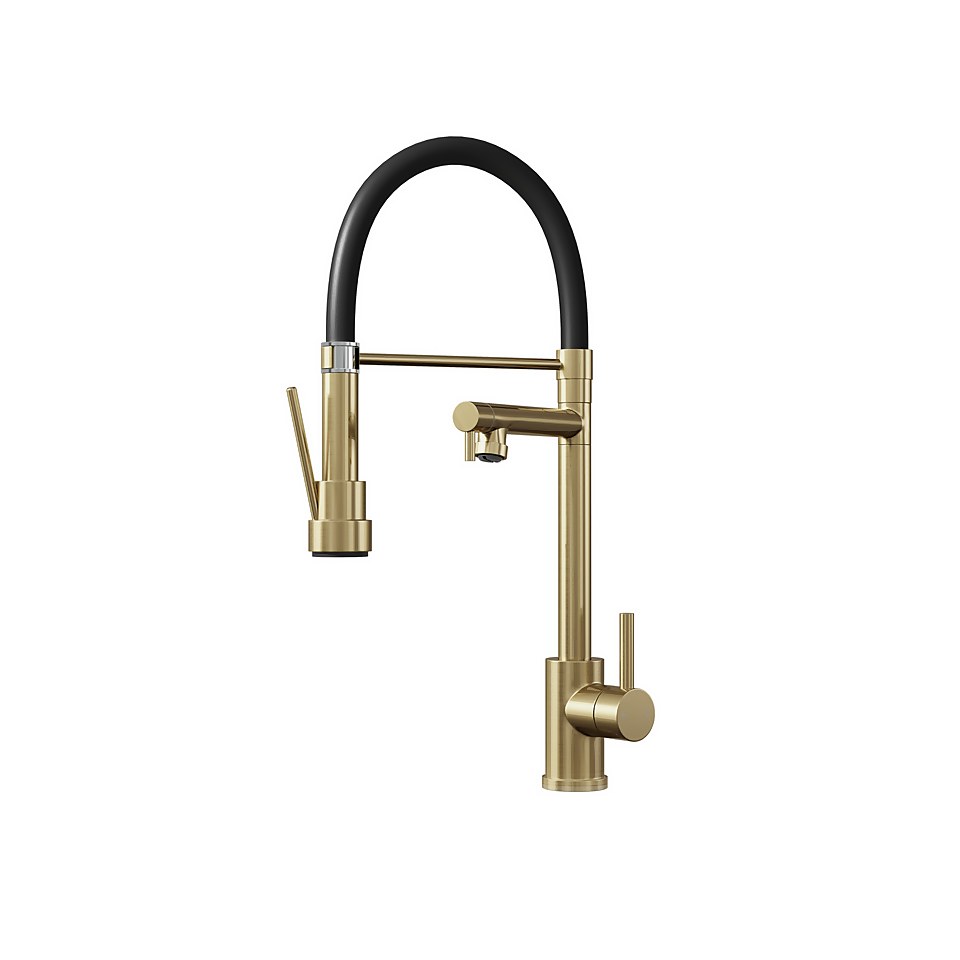 Goda Pull and Spray Tap - Brushed Brass
