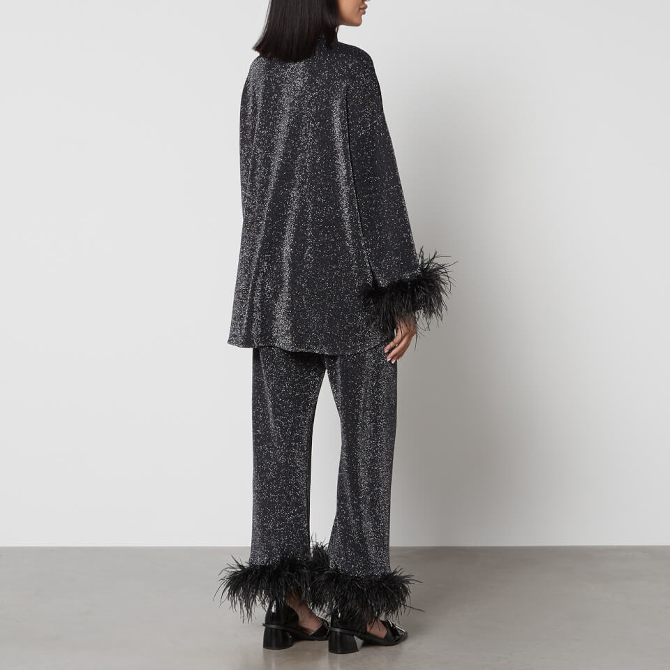 Sleeper Feather Trimmed Lurex Party Pyjama Set Coggles