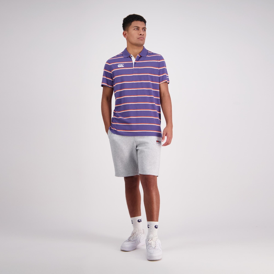 MENS YARN DYE STRIPE SS POLO CROWN BLUE