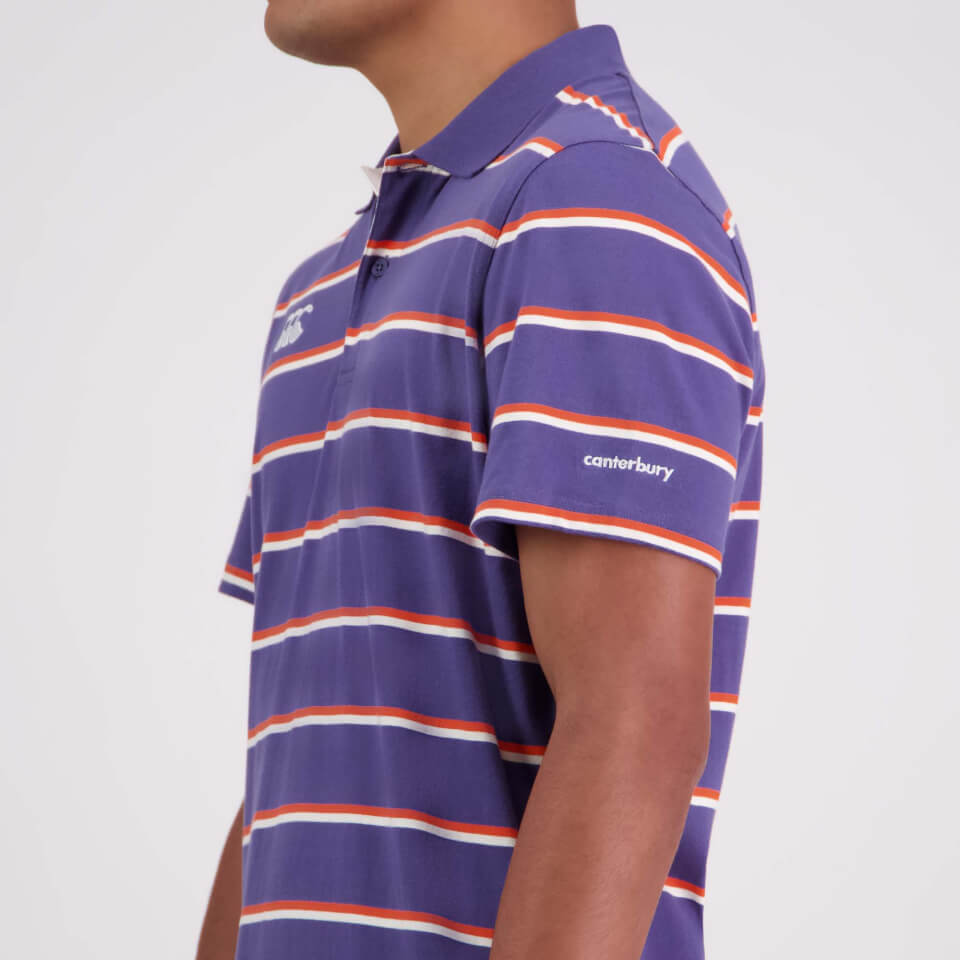 Canterbury M Yarn Dye Stripe Ss Polo Crown Blue