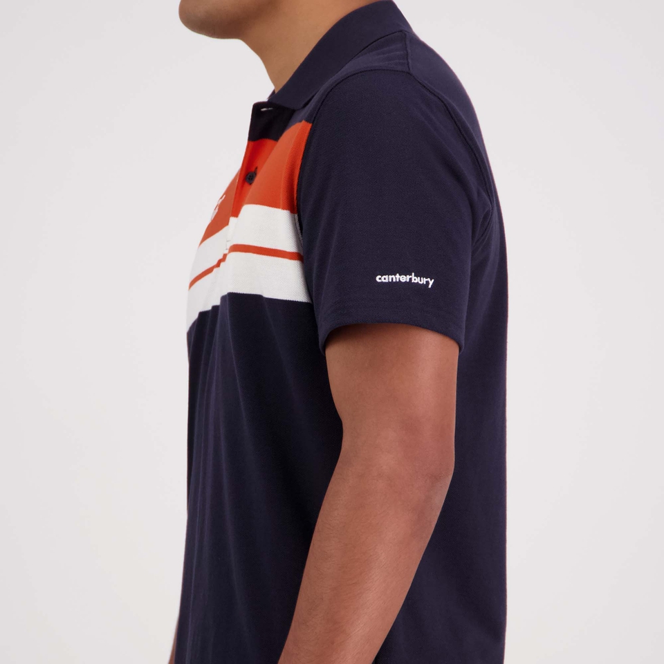 Mens Chest Stripe Ss Polo Deep Well