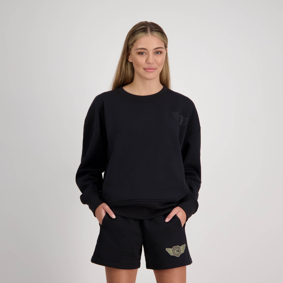 Women Force Crew Sweat Jet Black