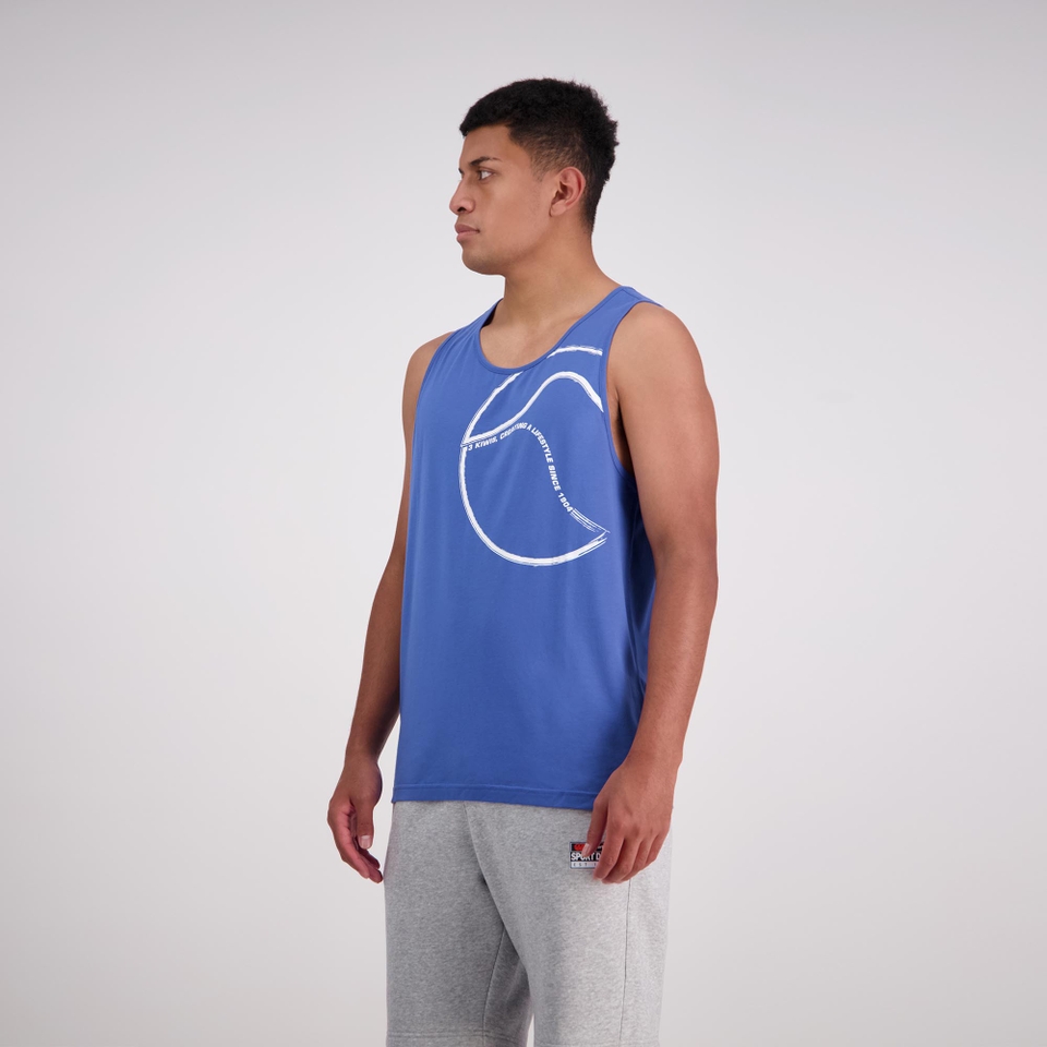 MENS BRUSH STROKE SINGLET BRIGHT COBALT