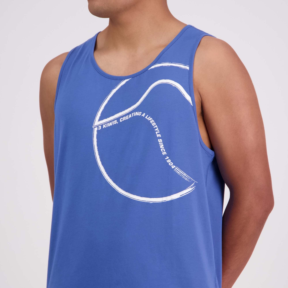 MENS BRUSH STROKE SINGLET BRIGHT COBALT