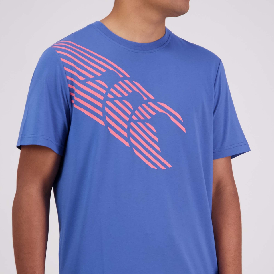 MENS STRIPE CANTERBURY T-SHIRT BRIGHT COBALT