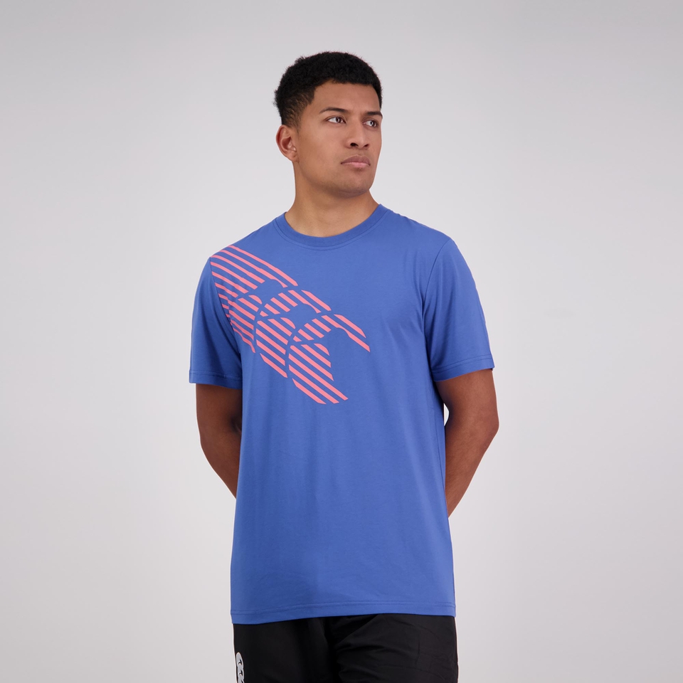 MENS STRIPE CANTERBURY T-SHIRT BRIGHT COBALT