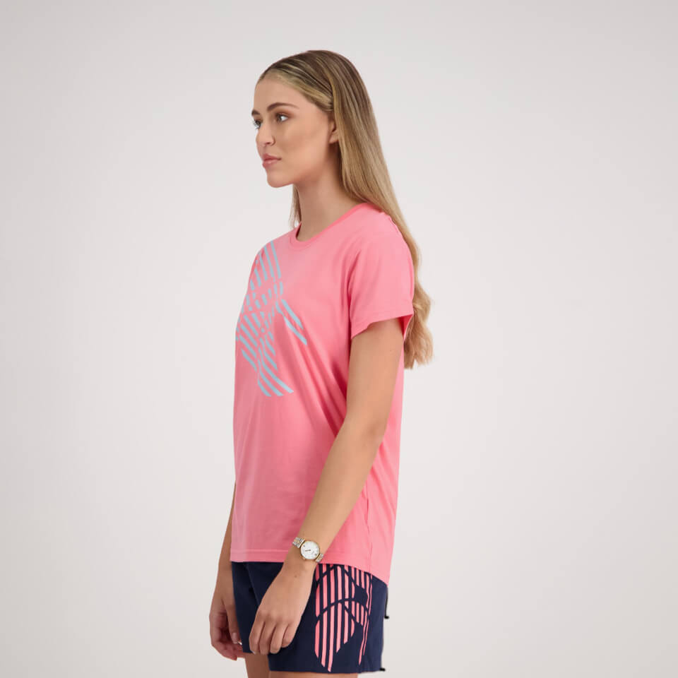 Women Stripe Canterbury T-Shirt Sunkissed Coral