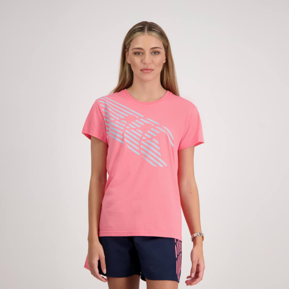 Women Stripe Canterbury T-Shirt Sunkissed Coral