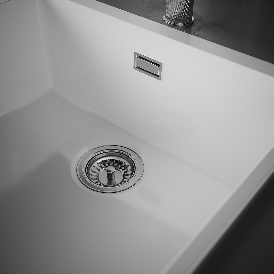 Carysil 1 Bowl Inset/Undermount Ceramic Kitchen Sink - White