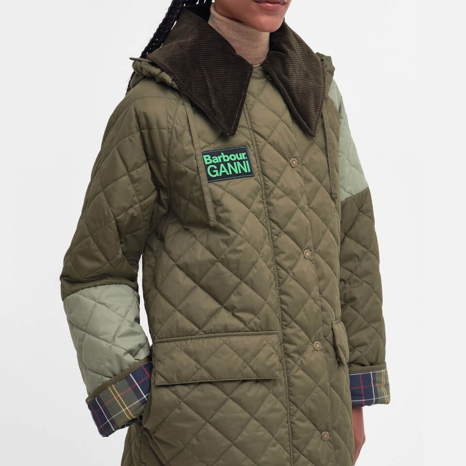 Barbour x GANNI Burghley Quilted Shell Coat - UK 6 | Coggles