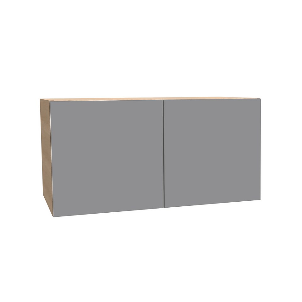 House Beautiful Honest Double Bridging Unit, Oak Effect Carcass, Gloss Grey Slab Door (W) 900mm x (H) 450mm