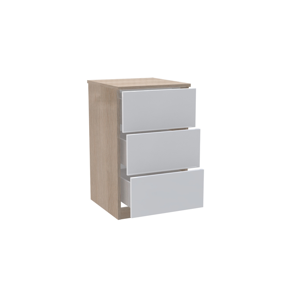 House Beautiful Honest Narrow Chest of Drawers - Oak Effect Carcass, Gloss White Slab Drawer Fronts (W) 450mm x (H) 756mm