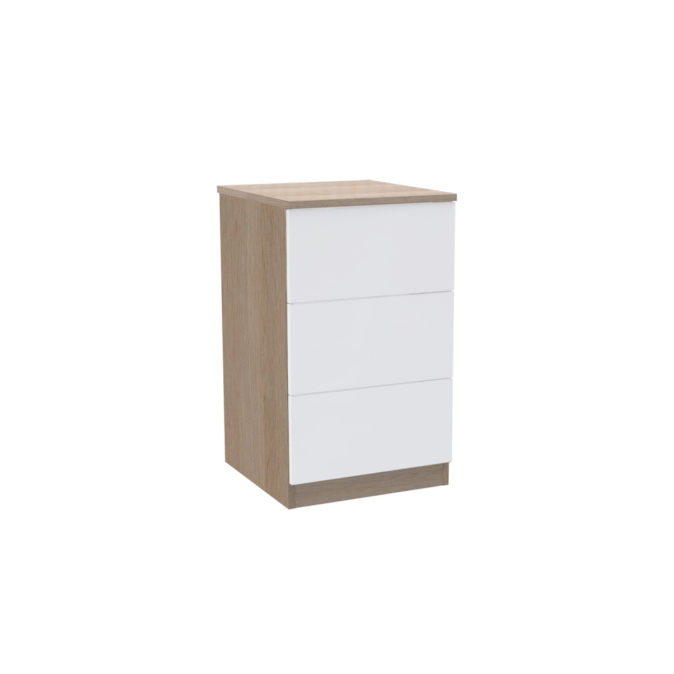 House Beautiful Honest Narrow Chest of Drawers - Oak Effect Carcass, Gloss White Slab Drawer Fronts (W) 450mm x (H) 756mm