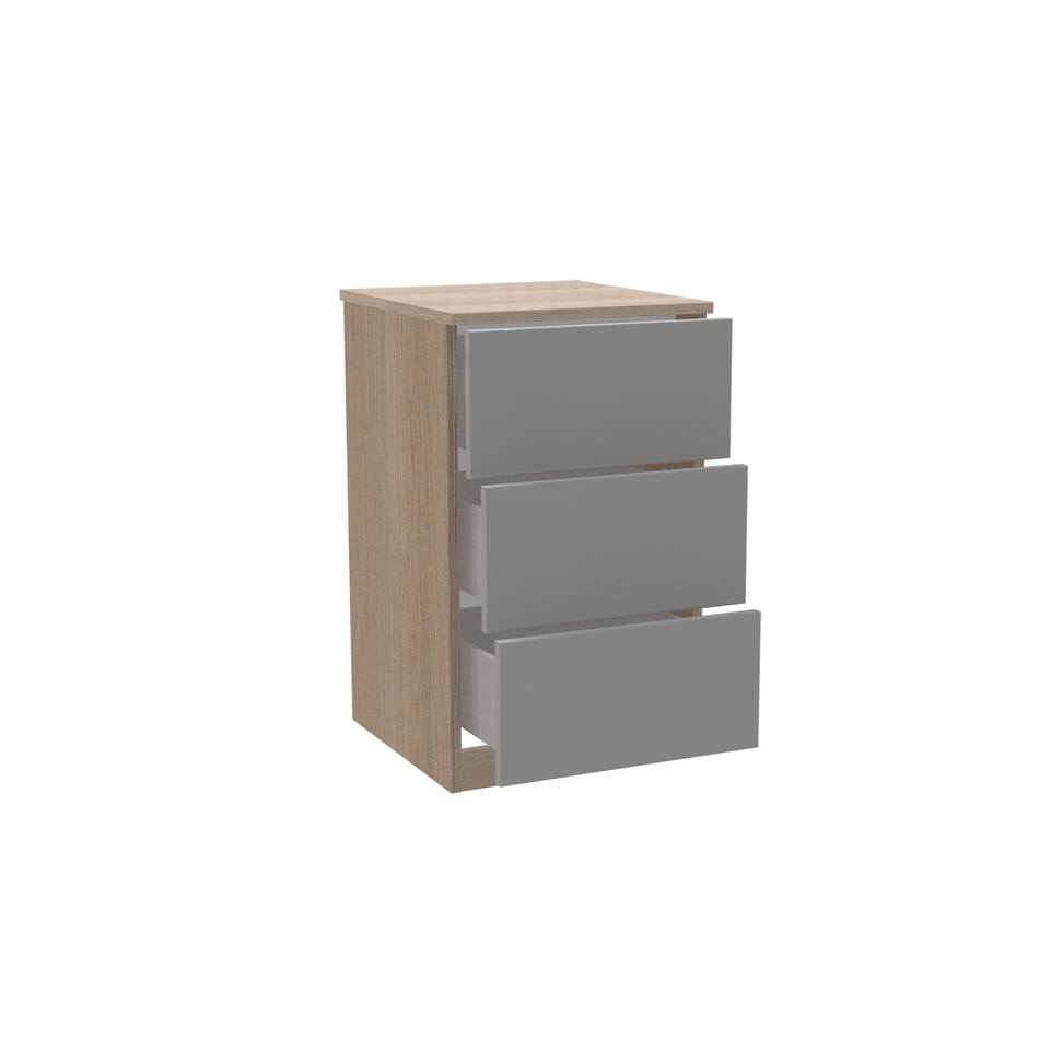 House Beautiful Honest Narrow Chest of Drawers - Oak Effect Carcass, Gloss Grey Slab Drawer Fronts (W) 450mm x (H) 756mm