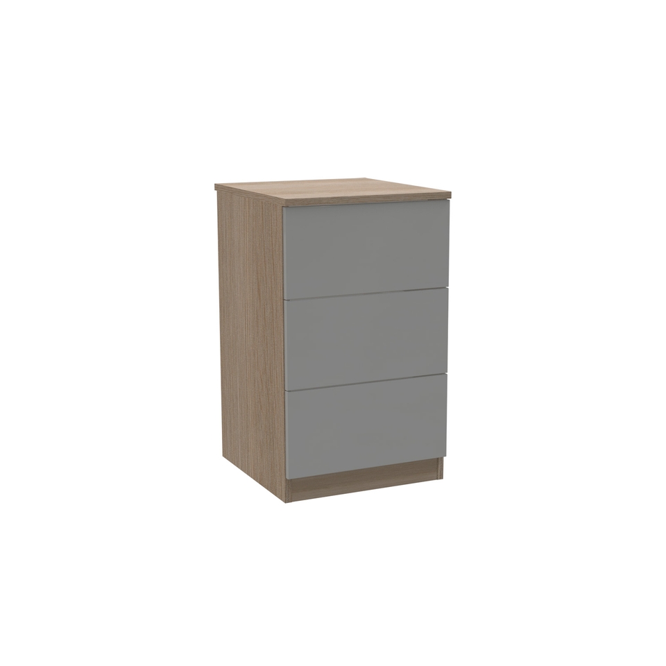 House Beautiful Honest Narrow Chest of Drawers - Oak Effect Carcass, Gloss Grey Slab Drawer Fronts (W) 450mm x (H) 756mm