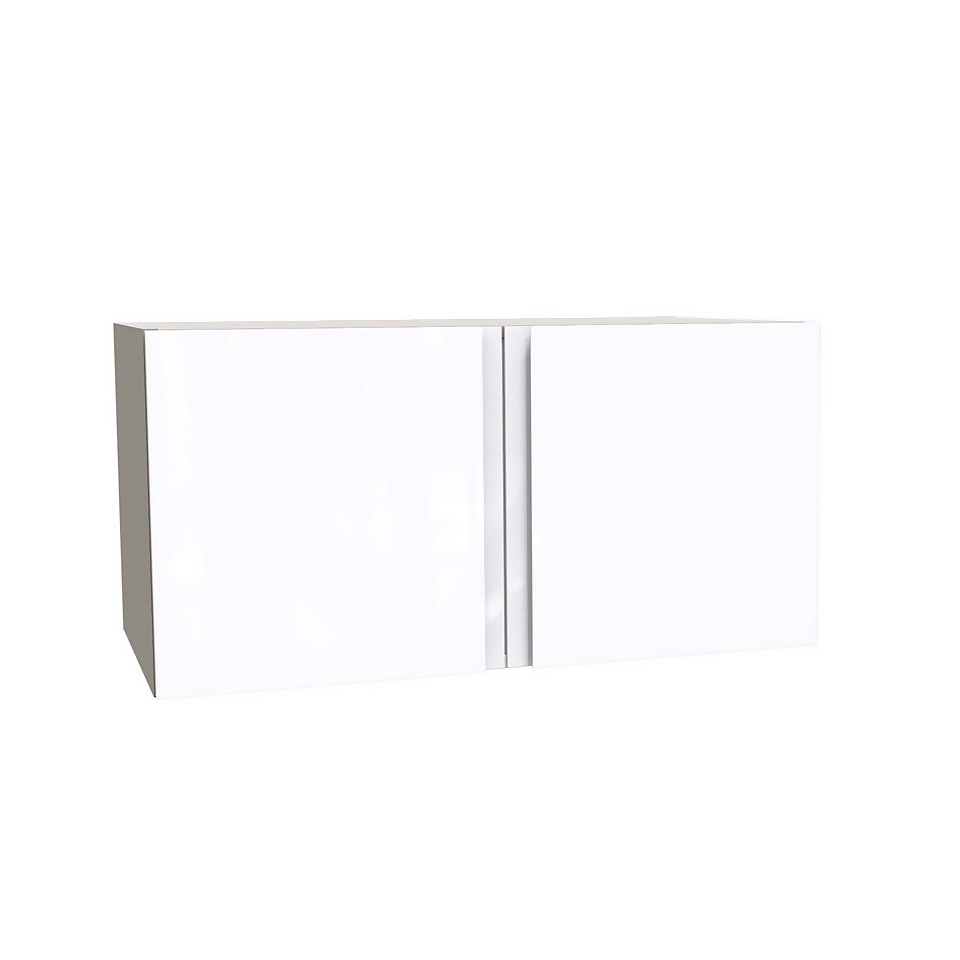 House Beautiful Escape Double Bridging Unit, Grey Carcass, Gloss White Handleless Door (W) 900mm x (H) 450mm