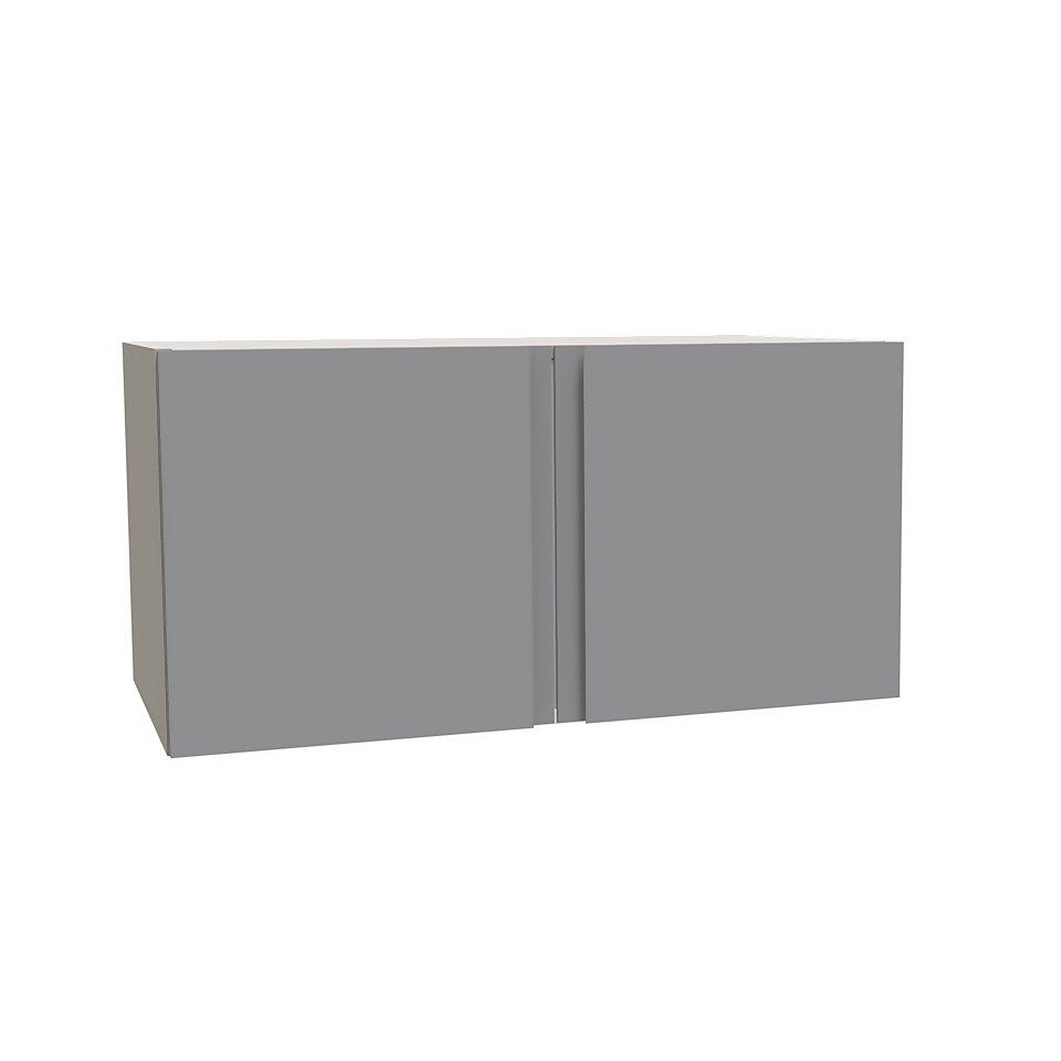 House Beautiful Escape Double Bridging Unit, Grey Carcass, Gloss Grey Handleless Door (W) 900mm x (H) 450mm