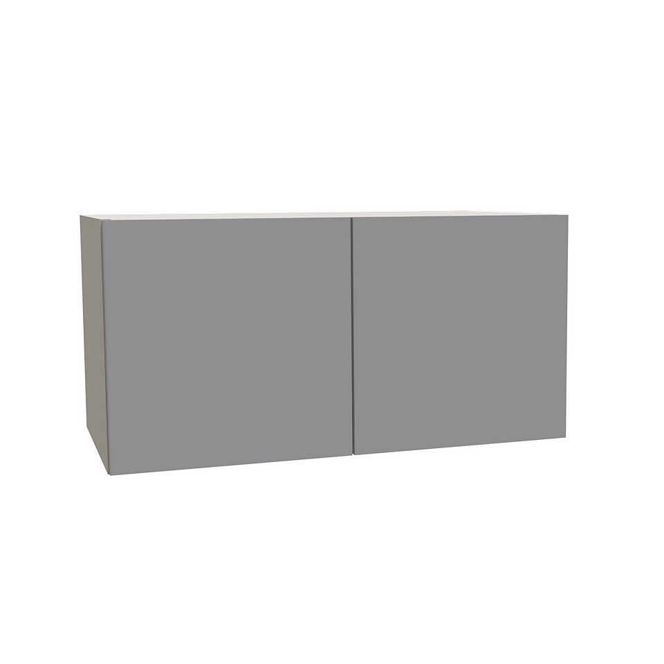 House Beautiful Honest Double Bridging Unit, Grey Carcass, Gloss Grey Slab Door (W) 900mm x (H) 450mm