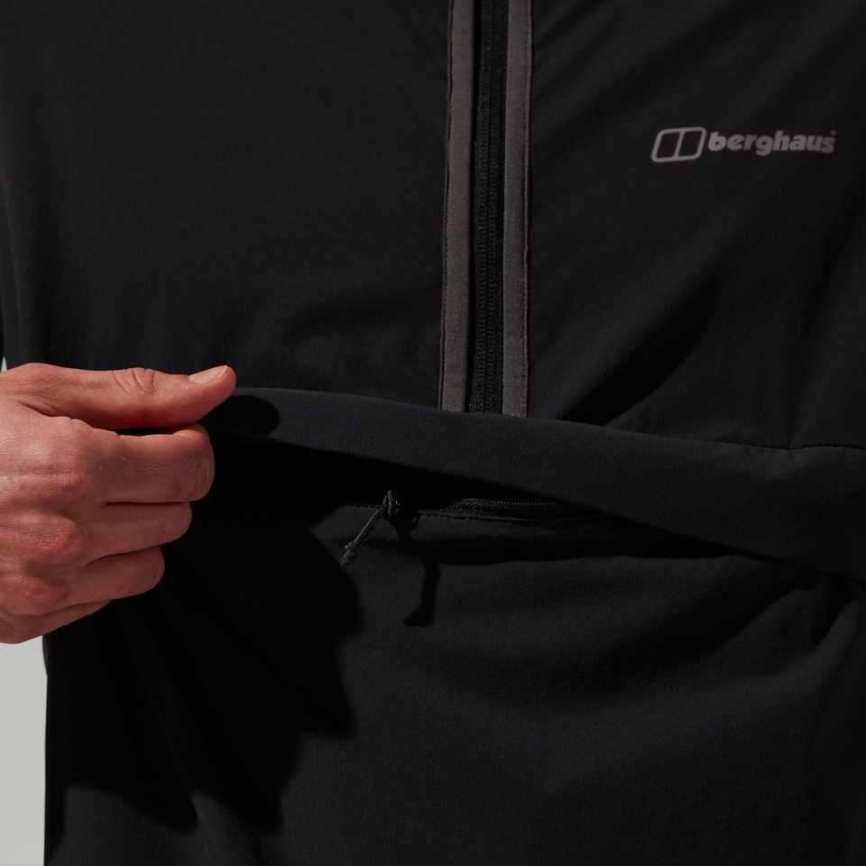 Wandermoor Herren-Wind-Smock Schwarz/Grau