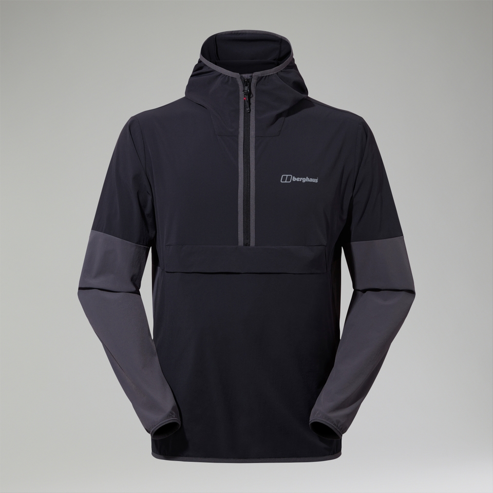 Wandermoor Herren-Wind-Smock Schwarz/Grau