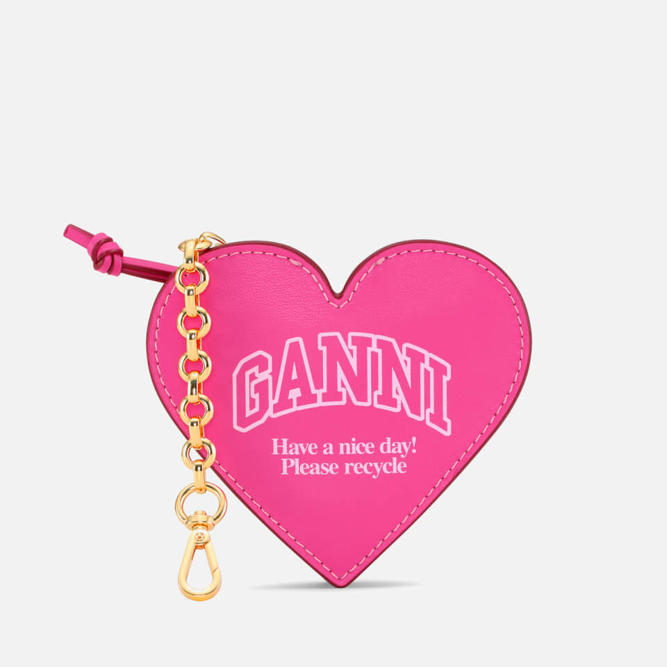 Ganni Funny Heart Leather Coin Purse
