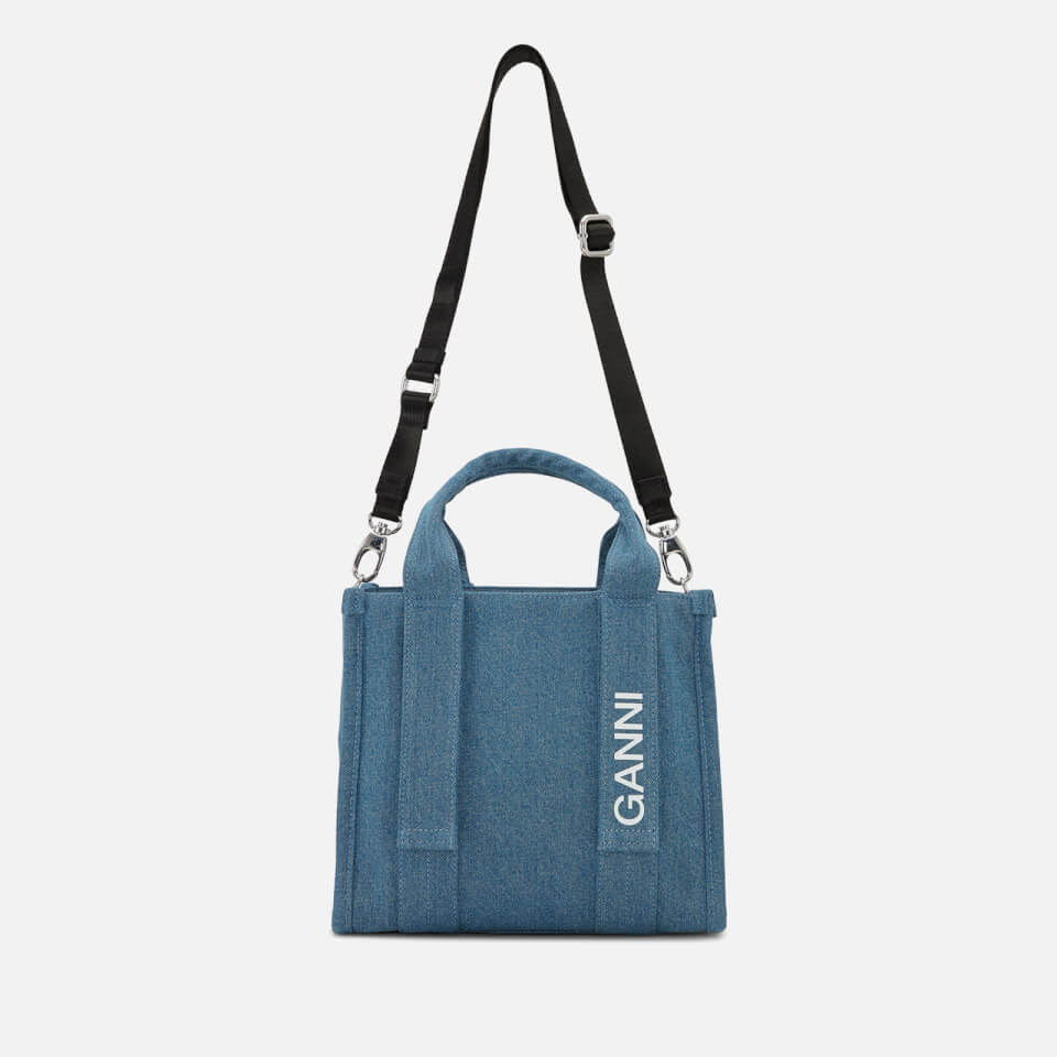 Ganni Tech Recycled Denim Small Tote Bag