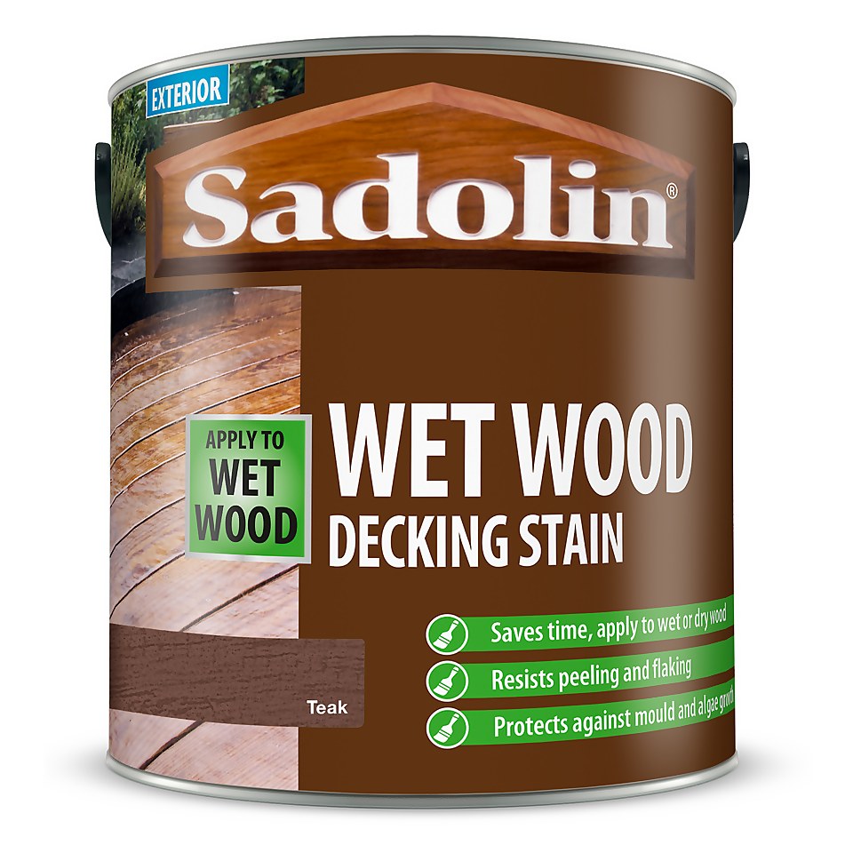 Sadolin Wet Wood Decking Stain Teak - 2.5L