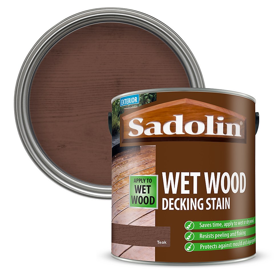 Sadolin Wet Wood Decking Stain Teak - 2.5L