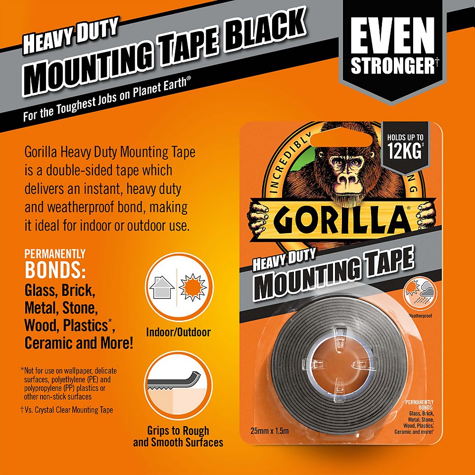 Gorilla Heavy Duty Mounting Tape 1.5m Black